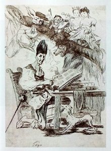 La biblioteca di don Chisciotte disegno di Francisco de Goya