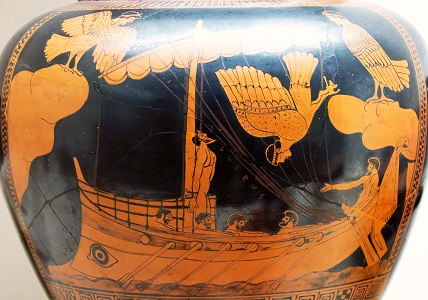 vaso greco, ulisse e le sirene