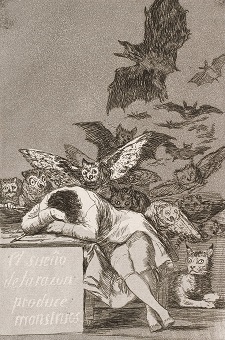 Francisco Goya: El sueño de la razón produce monstruos, acquaforte del 1797